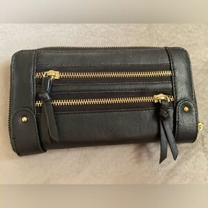 Steve Madden faux leather card wallet black